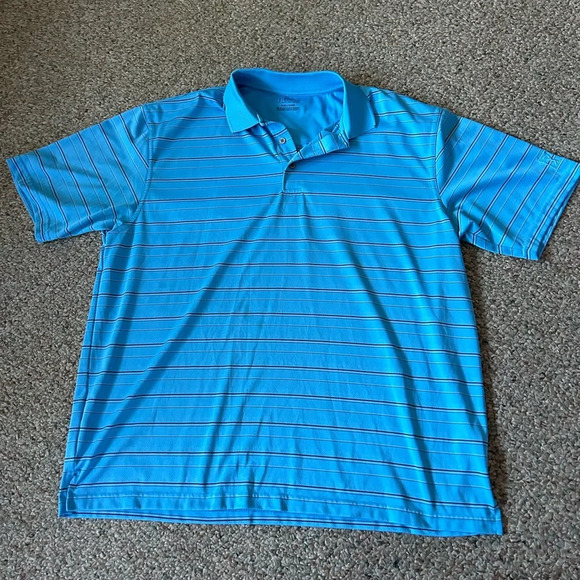 Blue Striped Men’s PGA Polo Shirt - Picture 1 of 4